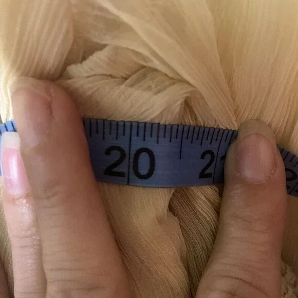 WILLI SMITH Women Silk Large Sheer Gold Yellow Long Sleeve Boho Top Crochet - Picture 6 of 7